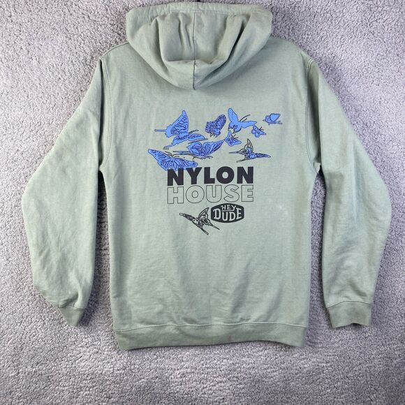 Hey Dude x Nylon House Collab Print Teal Pullover Hoodie Size Small Unisex - Picture 2 of 11